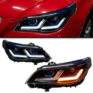 03 10 Model for 5 Series E60 Headlight Assembly Modified Blue Eye Thunderbolt LED Daytime Running Lights Turn Signals 12V New