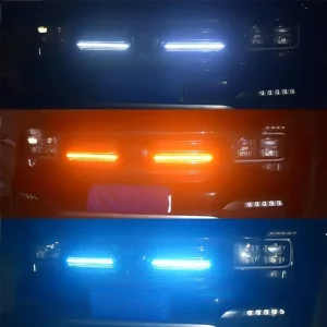 1 Pair of Car Headlights Waterproof Sequence Flow Light Yellow Turn Signal White LED Daytime Running Lights