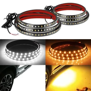1.5/1.2m 2835 Lamp Beads White DRL Daytime Running Light Yellow Turn Signal Automobile Pedal Flow