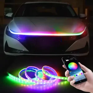 1.8M DIY Flexible Car LED Hood Light Strip Daytime Running Light Decorative Modified 6000K White Light Bar Head Lamp