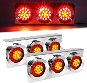10-30v 48LED Combination Tail Light Running Rear Lamp With Chrome Iron Bracket Base 4inch Luz LED Para Caminhao Truck Trailer RV