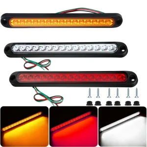 10 Inch 15LED Trailer Tail Light Bar Stop Turn Tail Lights Third Brake Strip 9V 30V Rear Marker Light for Boat Car Truck Pickup