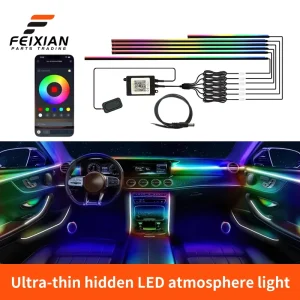 10 in 1 Acrylic RGB Flow LED Interior Light Kit Color Changing Dashboard Atmosphere Auto Interior Accessories