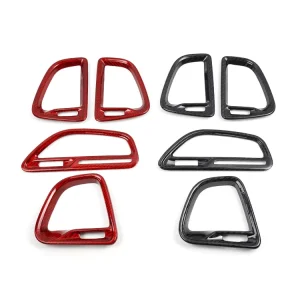 100% Carbon Fiber 1mm Thick Air Vent Trim Kit Dodge Challenger 3 Piece Dashboard AC Outlet Covers Glossy