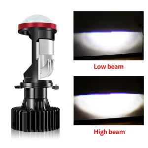 100W H4 LED Headlight Bulb with Bi LED Projector Lens High Power 6500K Cool White for Car