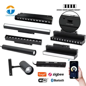 10W 20W 30W COB LED Magnetic Track Barn Light with DIP Switch 3 Color CCT Adjustable Linear Grille Spotlight HomeKit Smart Lamp