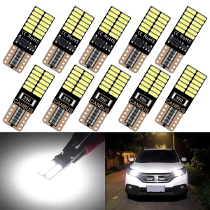 10pcs T10 W5W Car LED Signal Light 7000K White CANBUS 12V for Auto Interior Dome Reading Door Maps Trunk and License Plate Lamps