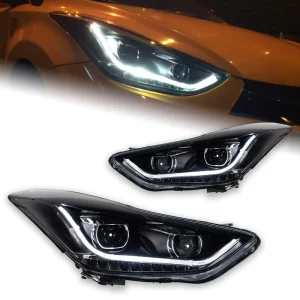 12-16 Year Elantra Headlight Assembly 12V LED Lens Daytime Running Lights Sequential Turn Signals 4500 Lumens 30W