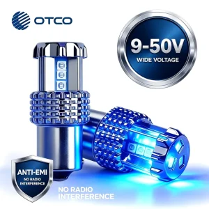 12-24V LED Truck Bulb 1156 BA15S 3156 T25 P21W Heavy Duty Blue Reverse Light Trailer Tractor Excavator Custom Anti-EMI Shield