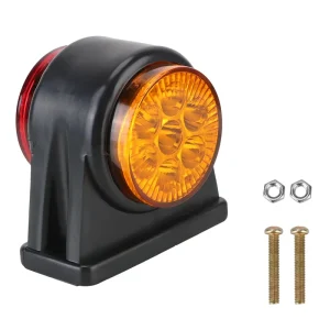 12 24V Waterproof Truck LED Side Marker Light Red Amber Dual Color Indicator for Howo Lorry Tractor Rubber Grommet Position