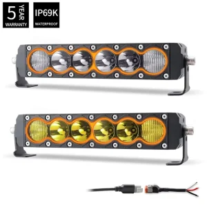 12 Inch Offroad LED Light Bars Amber DRL 12V 24V Yellow Light LED Bar Lights for 4×4 Off Road Vehicles Truck ATV UTV