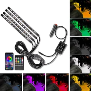 12 LED Auto Atmosphere Decoration Ambient Lamp RGB LED Car Interior Light Car Foot LED Lights Under Dash Lighting Kit