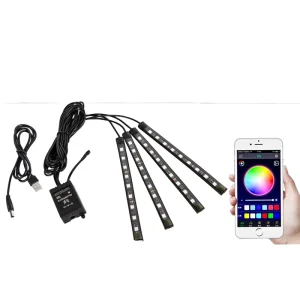 12 LED Smart RGB Ambient Light Strips Universal Interior Car Lighting Accessories App Enhancement Enhanced Car Interior Lighting