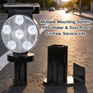 12 LED Solar Flashing Traffic Warning Light Mounting Bracket SWLN12 Barrier Post 800m Visual Distance PC/ABS Material