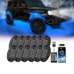 12 Pods Vehicle Rock Lights SUV Off Road Light Accent Vehicle Car Accessories Switchback Dual Color Rock Lights Bar