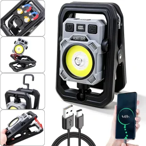 1200lm Multifunctional Worklight 360 Rotated Rechargeable Hook Magnetic Waterproof IP44 Portable COB Flashlight 5000K Daylight