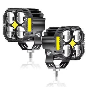 120W 12000LM Motorcycle LED Spotlight With Amber Turn Signal Lamp High Low Flashing Headlight Driving Light Fog Lamps