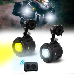120W Max Dual Color LED Driving Fog Light for Motorcycle Electric Bike ATV
