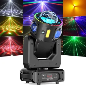 120W RGBW Flying Star Hammer Strobe Laser Moving Head Light with DMX512 Control for DJ Stage Night Club