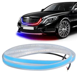 120cm Red and Blue DRL Car Exterior Decoration LED Lights Flexible Auto Flashing Hood Light Strip
