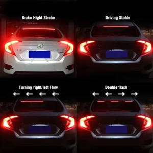 12V 100cm LED RGB Chasing Car LED Strip Brake Lights Rear Tail Warning Light High Mount Stop Lamp Flow LED Brake Light