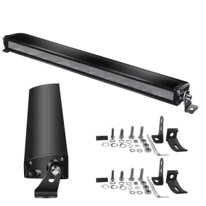 12V-24V 100W 20″ LED Single Row Driving Light Bar 4X4 Offroad Vehicles IP68 Waterproof 9000LM 6000K Diecast Aluminum
