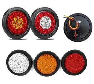 12V-24V 16 LED Aluminum+PC Truck Trailer Rear Fog Light Stop Brake Reverse Lamp Amber Red Taillights
