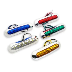 12V-24V 6LED Chrome Bezel Side Marker Light Tail Lamp Auto Car Bus Truck Lorry Trailer Caravan Clearance Lights Tail Light