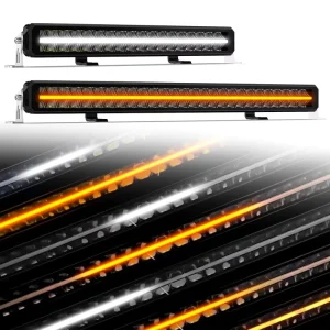 12V 24V Anti Glare Running Light Dual Color LED Light Bar with Chasing Sequential DRL for Semi Trucks Vans & Iveco
