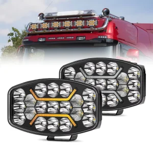 12V 24V High Power 9inch LED Auxiliary Driving Work Light for Truck Pickup for SCANIA VOLVO Mercedes with Amber DRL