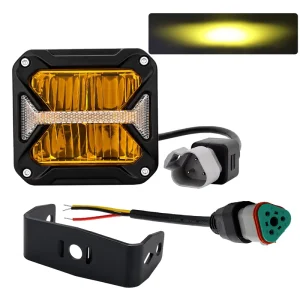 12V 24V IP67 Option White 6000K Yellow 3 Inch Cube 90W Fog Led Work Spotlight for 4X4 Led Drive Lights DRL Amber DT Socket