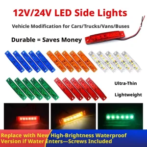 12V/24V LED Side Marker Lights for Truck and Car Modification Waterproof and Durable