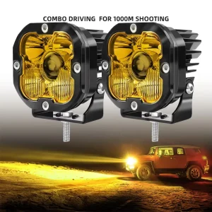 12V 24V Motorcycle Yellow White High Low Beam LED Automotive Spot Driving Light Front Bumper for SUV Pickup Car