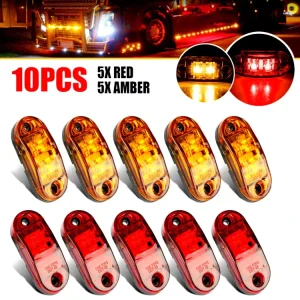 12V 24V Yellow Orange White Red LED Car Truck Side Marker Light Warning Tail Light Auto Car External Light for Car Trailer Truck