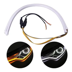 12V 30CM 45CM 60CM LED 日间灯 双色切换灯条 柔性 DRL 白+琥珀色 带行车灯转向灯