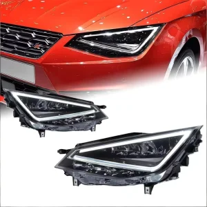 12V 35W 6800 Lumens LED Headlight Assembly Upgrade for SEAT Ibiza 18 20 with Daytime Running Lights and Turn Signals
