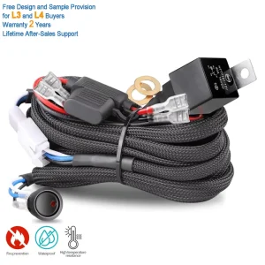 12V 40A Rock Switch Relay Fuse Kit Nylon Wire Harness 1 Lead LED Light Bars Fog Lights Automobile Cars PVC Copper