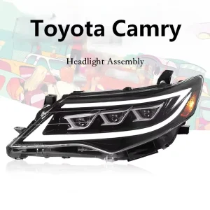 12V 50W Headlight Assembly Modified Three-Lens LED Daytime Running Light Streamer Steering for T.oyota Camry