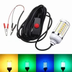 12V 5W LED Underwater Fishing Light 5m Cable 108 LED Beads Submersible Deep Drop Lure Bait Finder IP68
