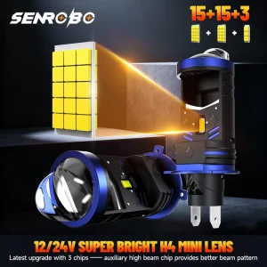 12V 6000K H4 LED Headlight Bulbs Kit 70W Turbo Fan High Low Beam Universal Fitment Car Light