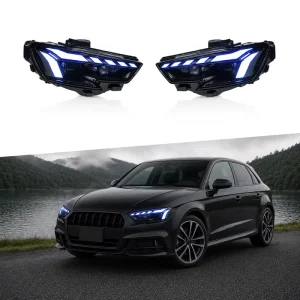 12V 6000K LED Headlight Assembly Set for Audi A3 ABS Anti Crack Housing Plug+Play Auto Lamps