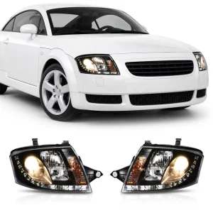 12V 6000K LED Headlight Unit ABS UV Stabilized Shell Plug+Play for Audi TT MK1 8N
