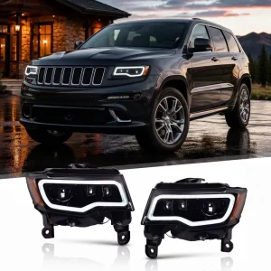 12V 6000K LED Headlights for Jeep Grand Cherokee WK2 Durable ABS Shell Quick Mount Front Lamps for Auto