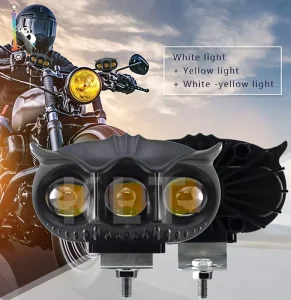 12V 80V Motorcycle Fog Light 3lens Owl Design White Yellow Dual Color Light Headlight Auxiliary Spot Lights for Motorcycle