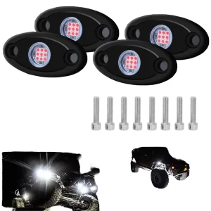 12V 9 LED RGB Pure White Rock Lights Mini Chassis Light for Truck 4X4 Off Road Jeep Car Boats Yachts