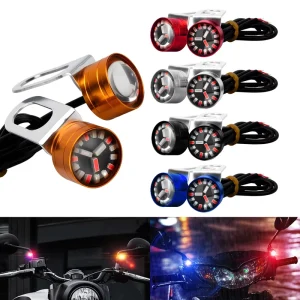 12V Aluminum Motorcycle LED Strobe Light with Three Color Flash Easy Installation Warning Light