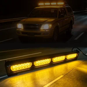 12V Amber LED Traffic Advisor Light Bar Directional Warning Strobe Light with Cigarette Lighter Plug for Tow Trucks