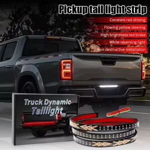 12V Car Brake Turn Light Signal Flexible LED Strip Rear Tail 3 Color Flash Lights for Pickup Trunk Cargo Jeep RV SUV