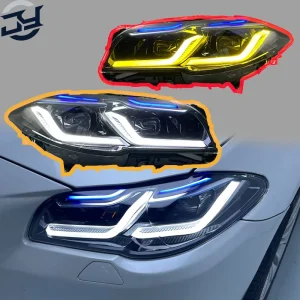 12V Car Headlight Upgrade Assemblies for 5 Series F10 F18 Models Yellow White Dual-Color Daytime Running Lights Plug
