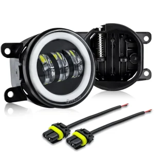12V Car LED 4 Inch Two Color Angel Eye Fog Lights Front Bars Off Road Vehicles Modified Headlights 8000 Lumens
